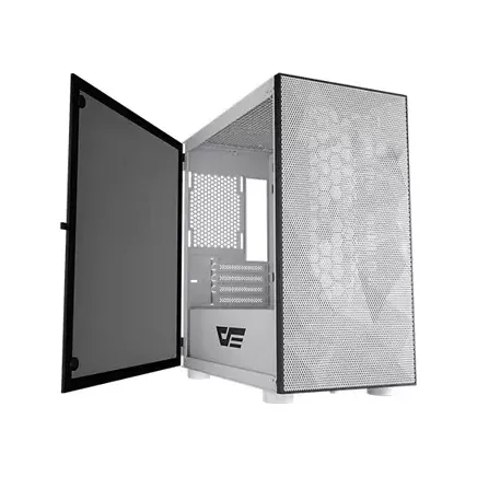 Aigo DarkFlash DLM21 MESH Tower Tempered Glass Micro-ATX Case (White)