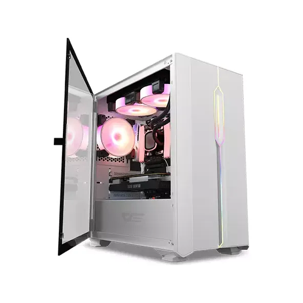 Aigo DarkFlash DLM23 Mini Tower Tempered Glass Micro-ATX Case (White)