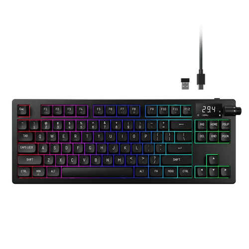 Gamdias HERMES M7 HYBRID RGB Red Switch Tri-Mode Mechanical Keyboard With Display