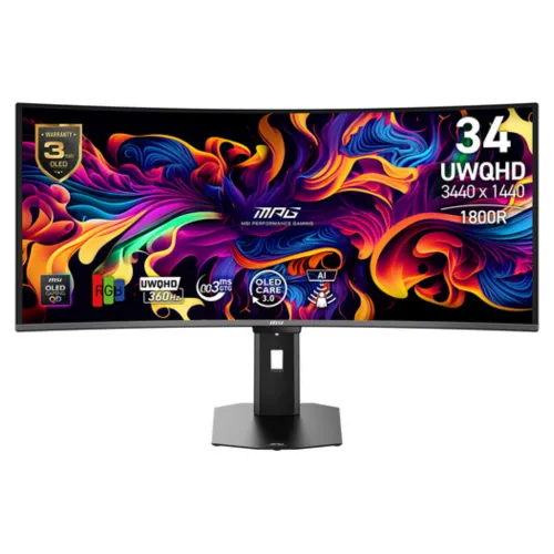 MSI MPG 341CQR QD-OLED X36 34" 360Hz QD-OLED UWQHD Curved Gaming Monitor