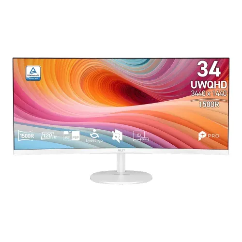 MSI PRO MP341CQW E12 34" 120Hz UWQHD Curved Monitor White
