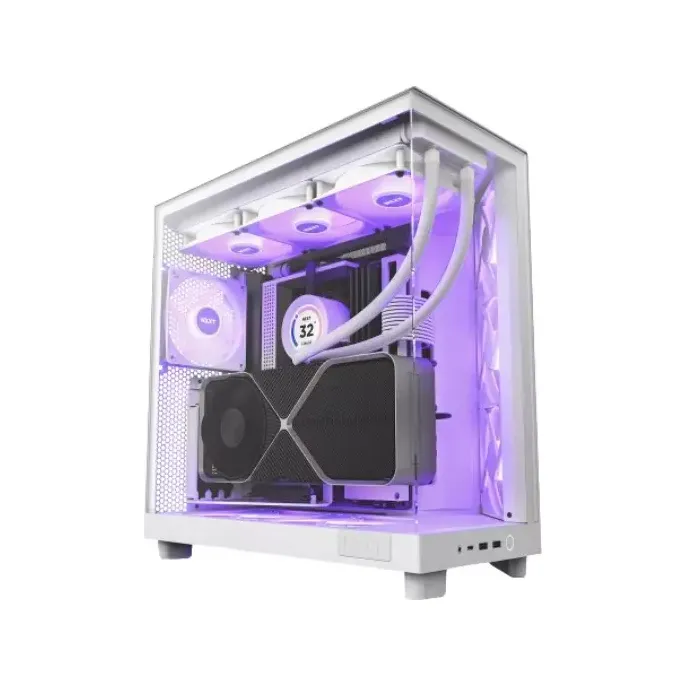 NZXT H6 Flow RGB Compact Dual-Chamber Mid-Tower Airflow Case (White)
