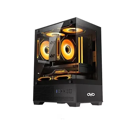 OVO CC219501-B 3X-ARGB Infinity Fan Ice Cube Button Control Mini-Tower Gaming Case