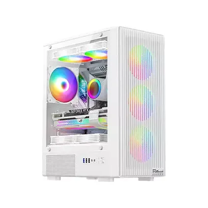 Pc Power Dark Breeze Mesh Mid Tower M-ATX Gaming Case (White)