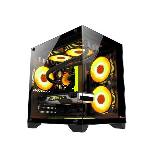 PC POWER OCEAN VIEW BK M ATX GAMING CASING WITH 7 ARGB FAN AND 350W PSU