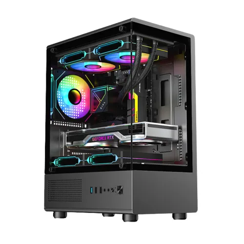 PC Power Vertical X2 5 ARGB Infinity Fans Gaming Case Black