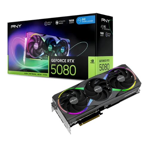 PNY GeForce RTX 5080 16GB GDDR7 ARGB EPIC-X RGB OC Triple Fan Graphics Card