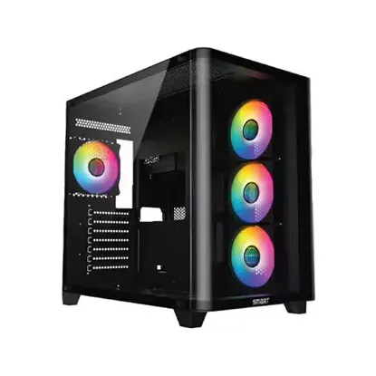 SMART A400B Curved Tempered Glass 4 Pre- Installed ARGB Fans Mid Tower ATX Gaming Case