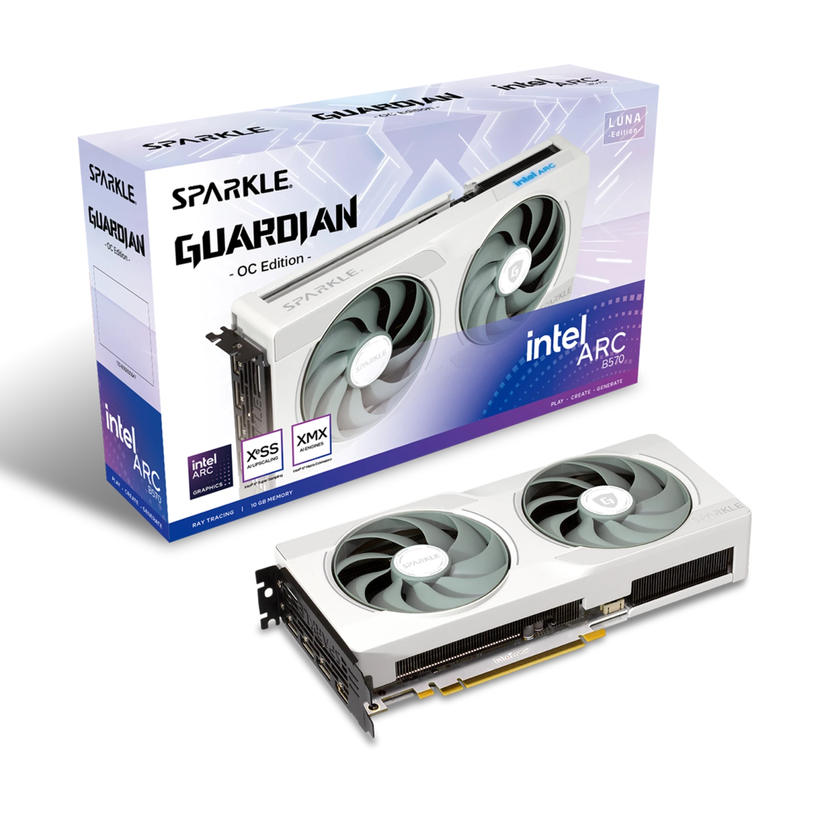 SPARKLE Intel Arc B570 10GB GDDR6 GUARDIAN Luna OC Whit...