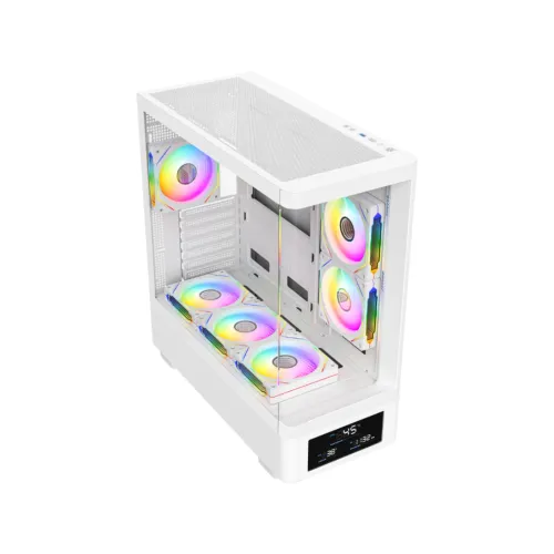T-Wolf Spector ARGB Curved ATX Gaming Casing with Display White