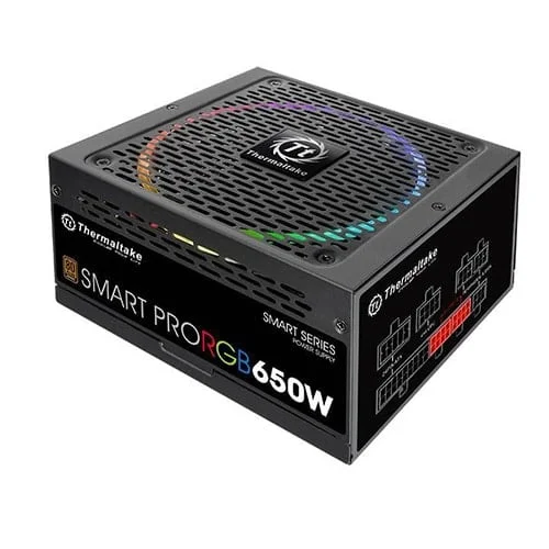 THERMALTAKE SMART PRO RGB 650W FULL MODULAR 80 PLUS BRONZE FLAT SLAVE CABLE POWER SUPPLY WITH 7 YEARS WARRANTY