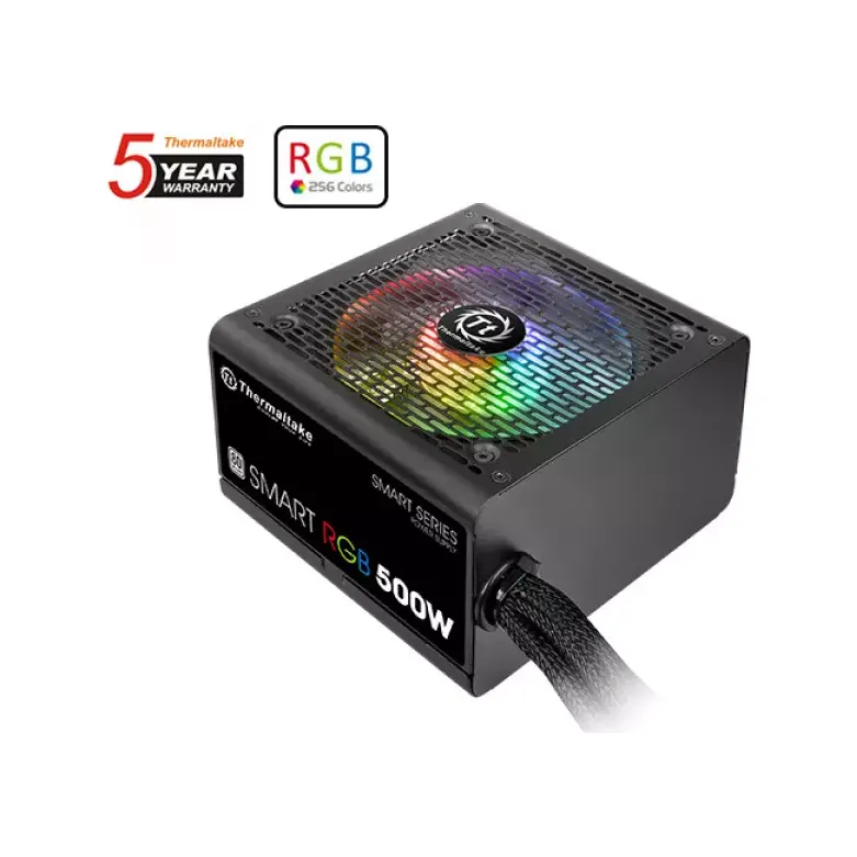 THERMALTAKE SMART RGB 500W Sleeve cable 80 Plus Power Supply with 5 Years Warranty